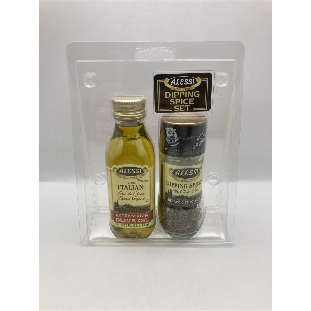 Alessi Dipping Spice Set Extra Virgin Olive Oil& Tip N' Grind Spices Sealed New
